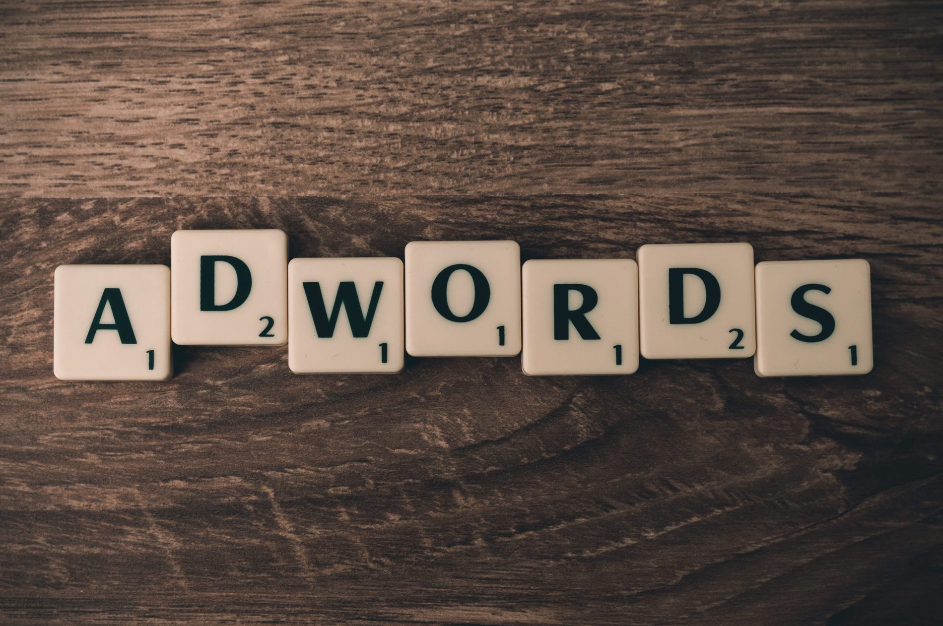 adwords - word spelling on wooden table